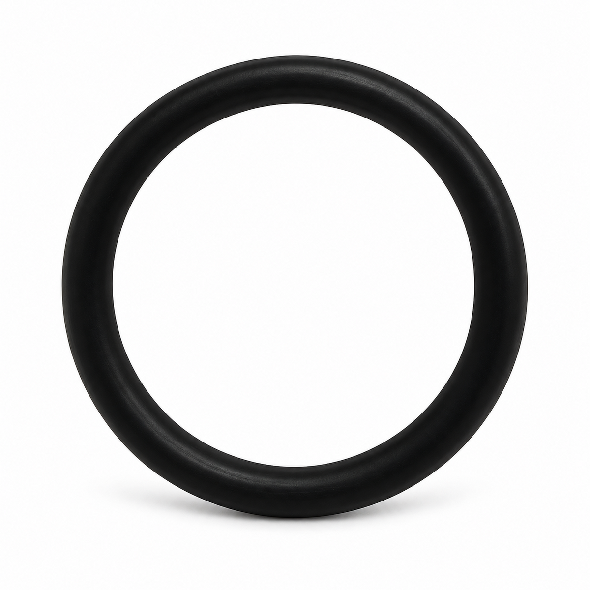 Schwarzer O-Ring auf weißem Hintergrund